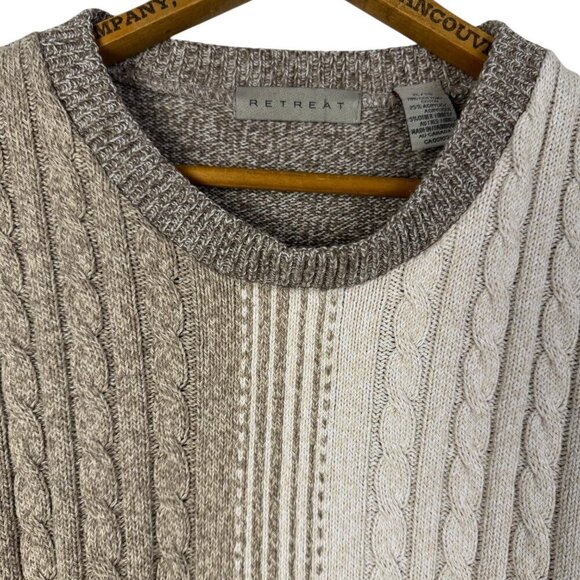 Vintage Neutral Knit Crewneck Sweater, 90s Aesthetic Clothing, Mens, Oversized - Picture 3 of 6